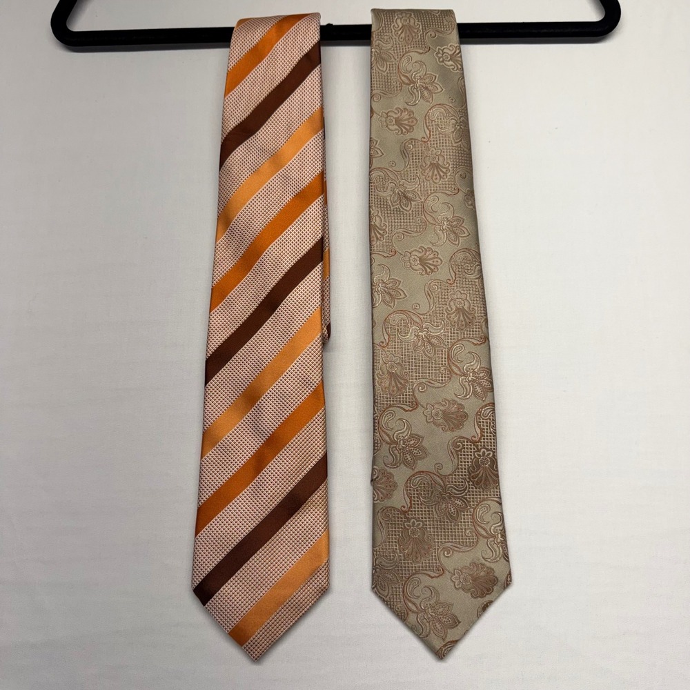 Canali‎ Silk Tie Lot 2 Made In Italy Luxury Designer Necktie Paisley Stripe